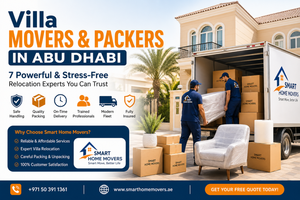 Villa movers and packers in Abu Dhabi. labors holding box and bringing to truck.